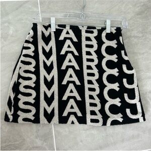 Marc Jacobs Black and Cream Logo Knit Mini Skirt